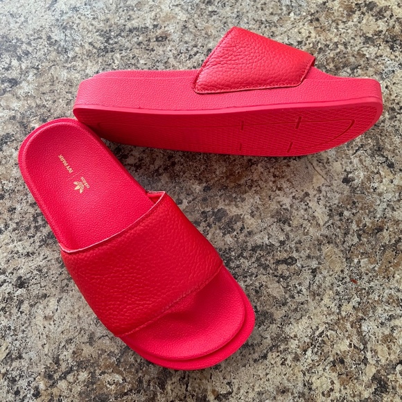Adidas Shoes - NEW Adidas Ivy Park Red Leather Slides US 8